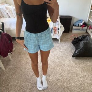 Brandy Melville Light Blue Plaid Athletic Shorts
